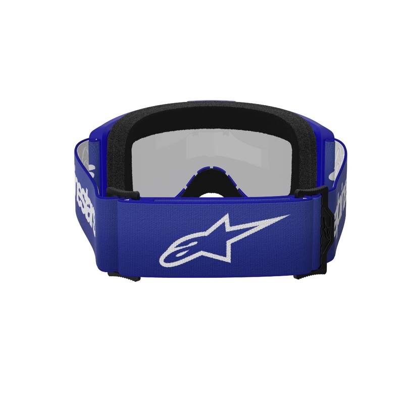 Lunettes de motocross Alpinestars Vision 3 Wordmark bleu avec lentilles argentées miroitées