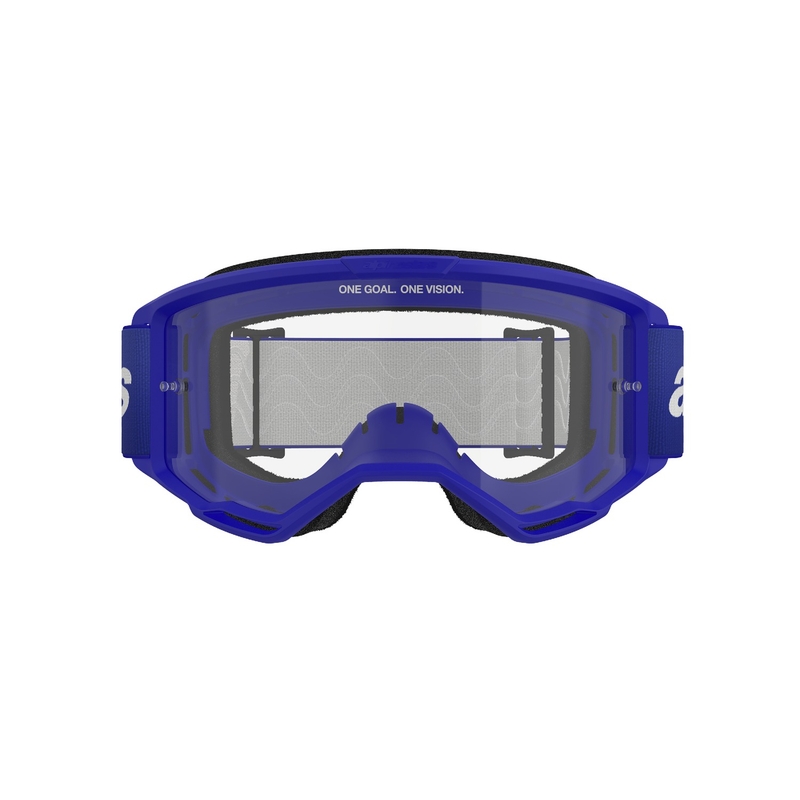 Lunettes de motocross Alpinestars Vision 3 Wordmark bleu avec plexi transparent