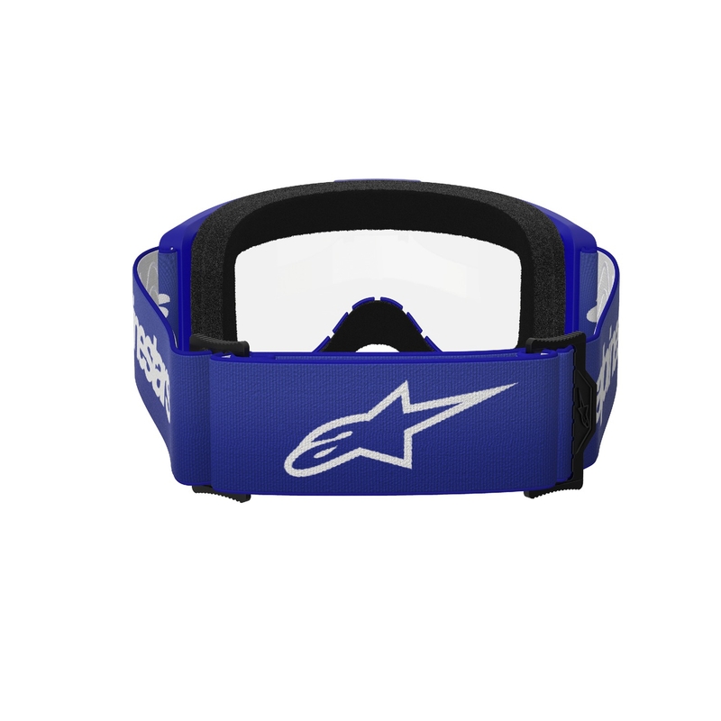 Lunettes de motocross Alpinestars Vision 3 Wordmark bleu avec plexi transparent