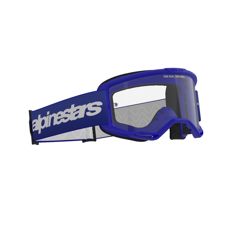 Lunettes de motocross Alpinestars Vision 3 Wordmark bleu avec plexi transparent