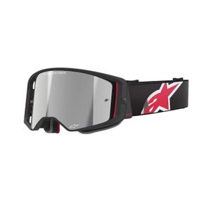 Lunettes de motocross Alpinestars Supertech Corp noires et rouges avec lentilles argentées miroitées