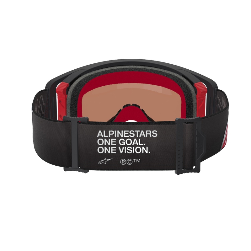 Lunettes de motocross Alpinestars Supertech Corp noires et rouges avec lentilles argentées miroitées