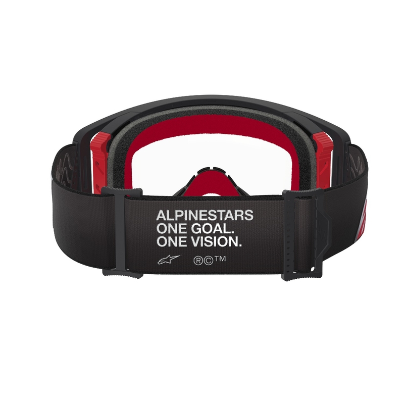 Lunettes de motocross Alpinestars Supertech Corp noires et rouges avec oculaire transparent