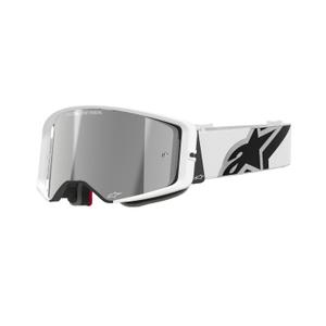 Lunettes de motocross Alpinestars Supertech Corp blanches avec verres argentés miroités