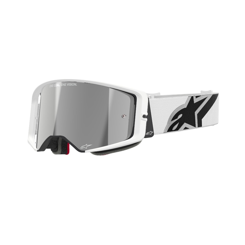 Lunettes de motocross Alpinestars Supertech Corp blanches avec verres argentés miroités