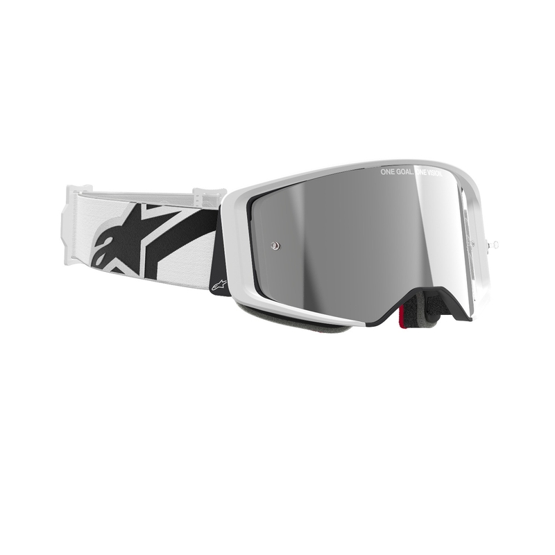 Lunettes de motocross Alpinestars Supertech Corp blanches avec verres argentés miroités