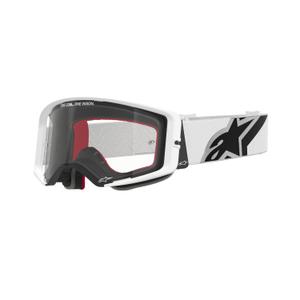 Lunettes de motocross Alpinestars Supertech Corp blanches avec oculaire transparent