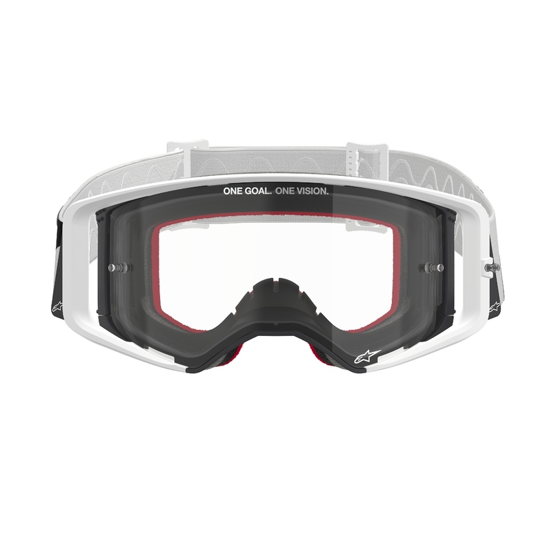 Lunettes de motocross Alpinestars Supertech Corp blanches avec oculaire transparent