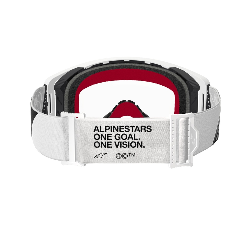 Lunettes de motocross Alpinestars Supertech Corp blanches avec oculaire transparent