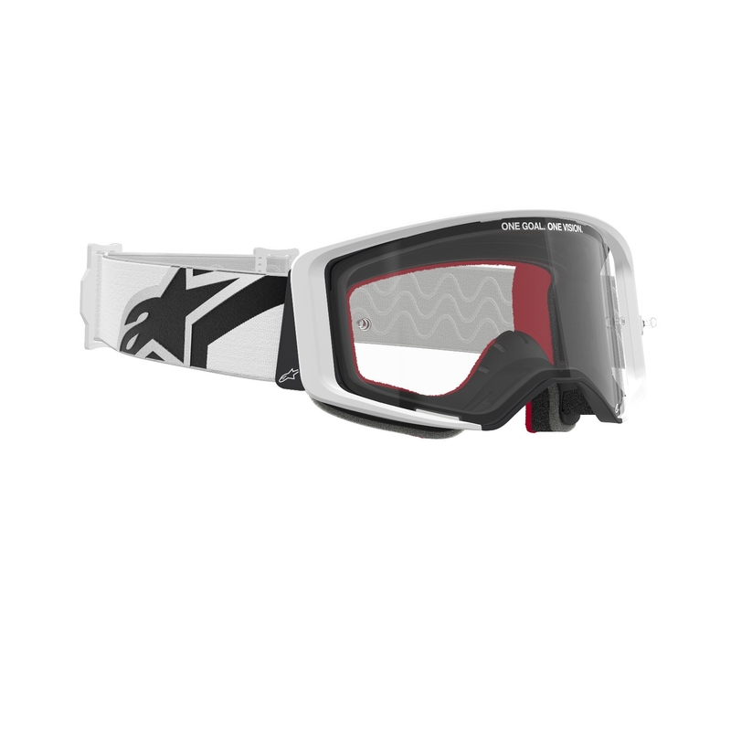 Lunettes de motocross Alpinestars Supertech Corp blanches avec oculaire transparent