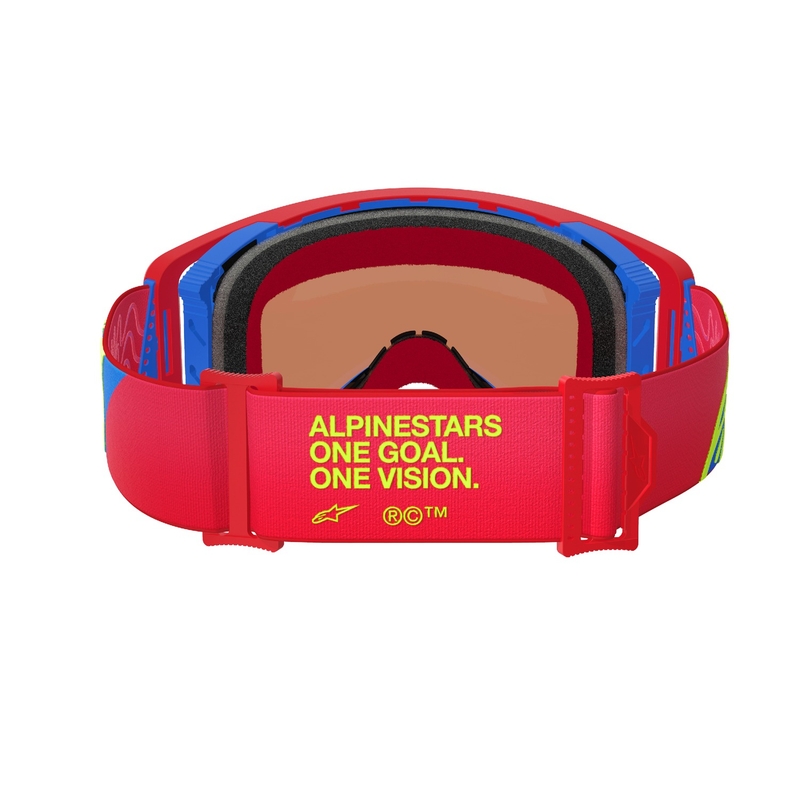Lunettes de motocross Alpinestars Supertech Corp rouge et bleu avec lentilles argentées miroitées