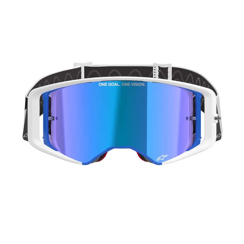 Lunettes de motocross Alpinestars Supertech Corp bleu-orange avec lentille bleue réfléchissante