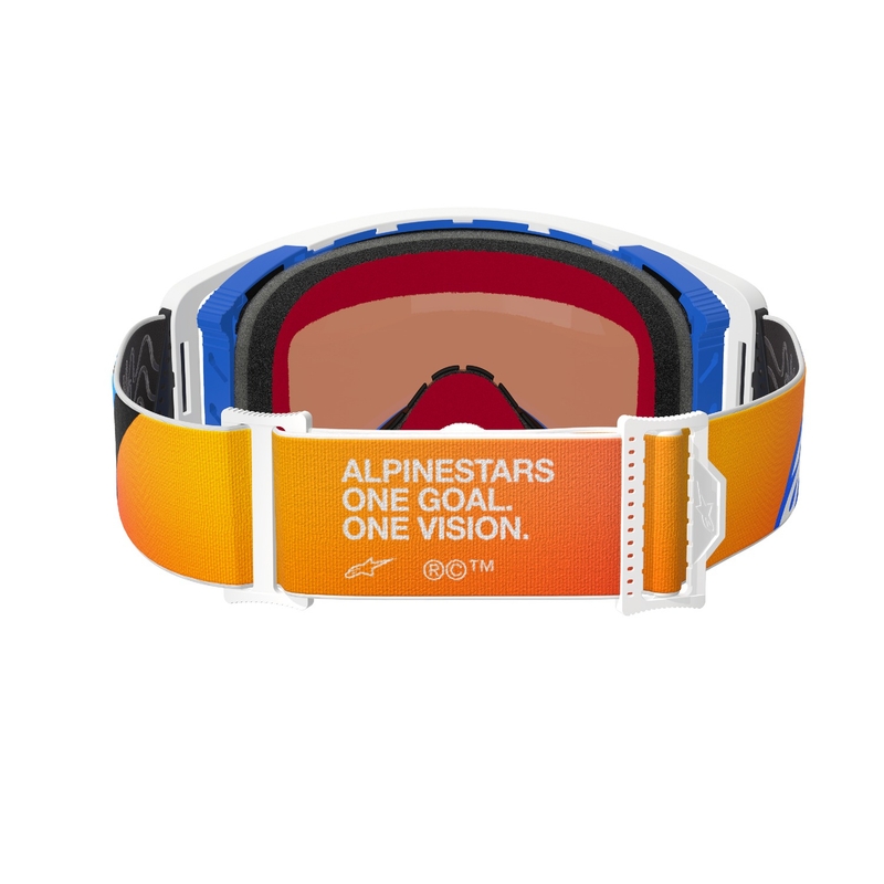 Lunettes de motocross Alpinestars Supertech Corp bleu-orange avec lentille bleue réfléchissante
