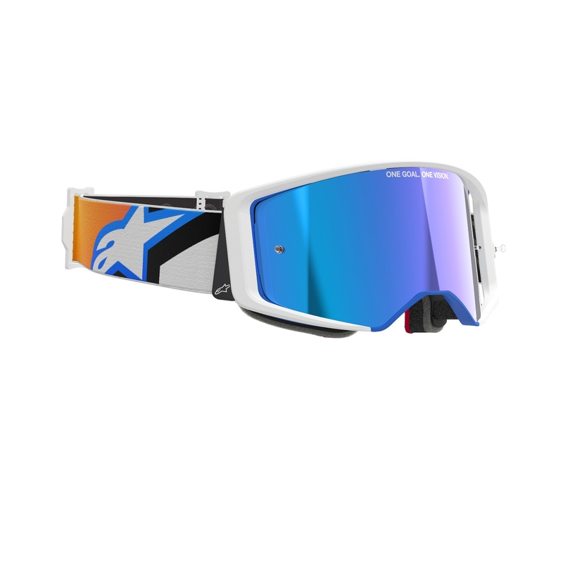 Lunettes de motocross Alpinestars Supertech Corp bleu-orange avec lentille bleue réfléchissante