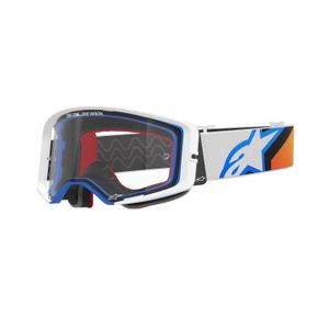 Lunettes de motocross Alpinestars Supertech Corp bleu-orange avec lentille transparente