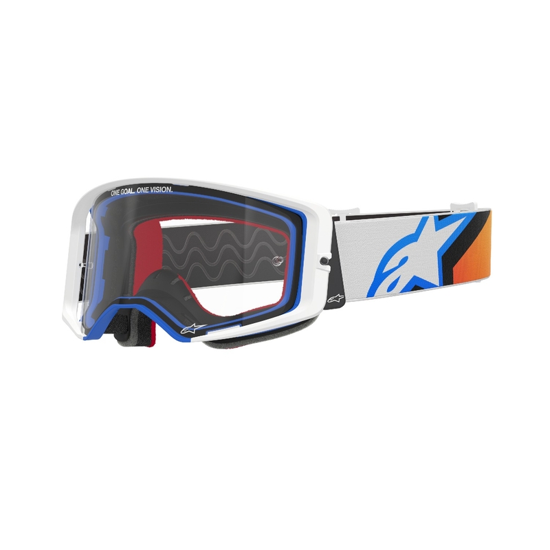 Lunettes de motocross Alpinestars Supertech Corp bleu-orange avec lentille transparente