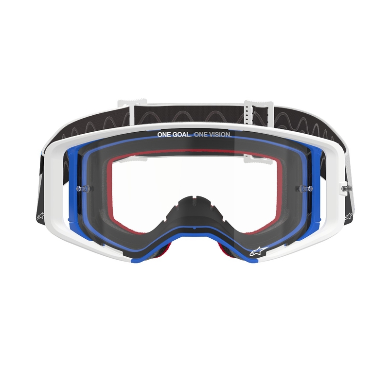 Lunettes de motocross Alpinestars Supertech Corp bleu-orange avec lentille transparente