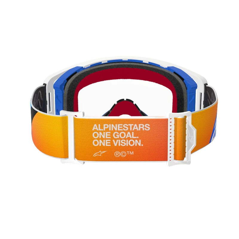 Lunettes de motocross Alpinestars Supertech Corp bleu-orange avec lentille transparente