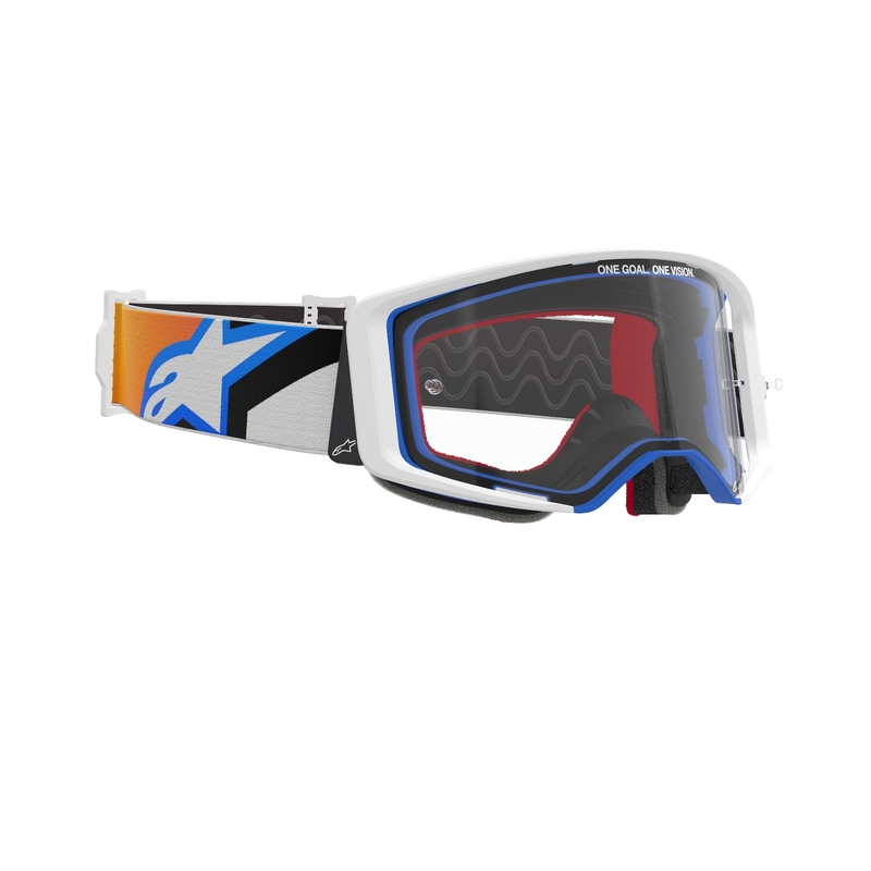 Lunettes de motocross Alpinestars Supertech Corp bleu-orange avec lentille transparente