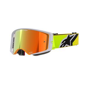 Lunettes de motocross Alpinestars Supertech Corp jaune fluo-gris avec lentille rouge réfléchissante