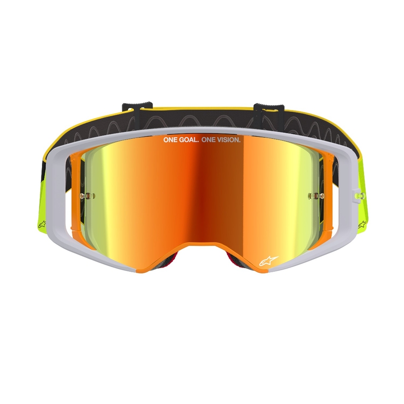 Lunettes de motocross Alpinestars Supertech Corp jaune fluo-gris avec lentille rouge réfléchissante