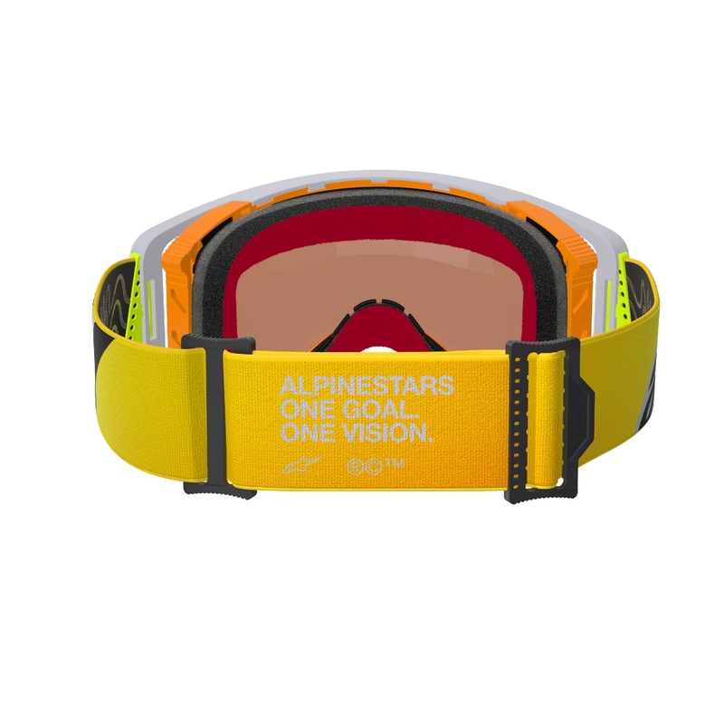Lunettes de motocross Alpinestars Supertech Corp jaune fluo-gris avec lentille rouge réfléchissante