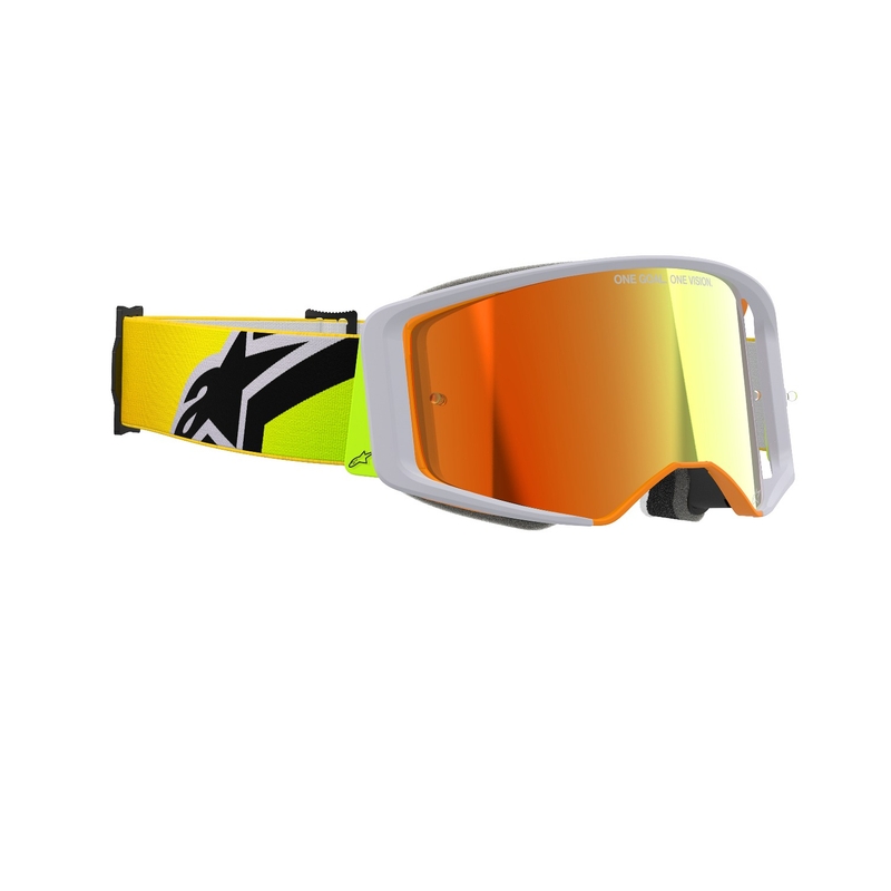 Lunettes de motocross Alpinestars Supertech Corp jaune fluo-gris avec lentille rouge réfléchissante