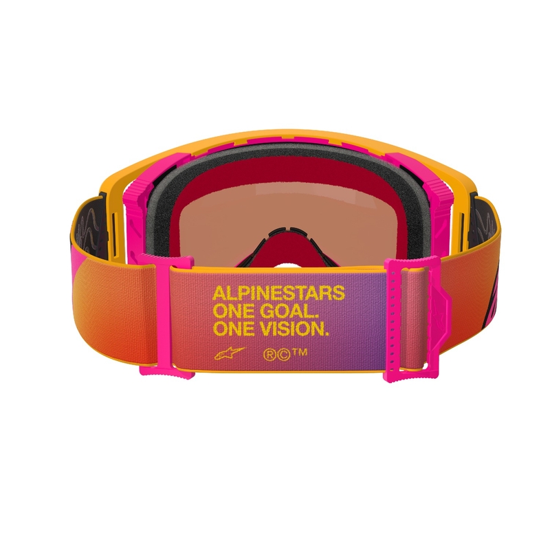 Lunettes de motocross Alpinestars Supertech Corp jaune-rose avec lentille rouge réfléchissante