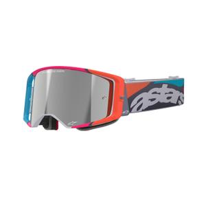 Lunettes de motocross Alpinestars Supertech Stream gris-multicolore avec lentille argentée réfléchissante