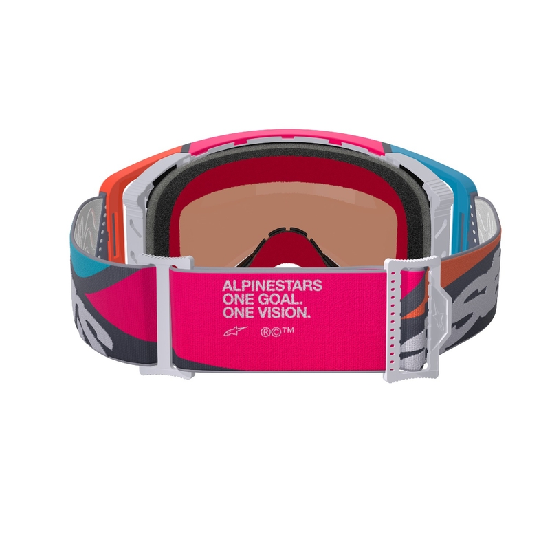 Lunettes de motocross Alpinestars Supertech Stream gris-multicolore avec lentille argentée réfléchissante
