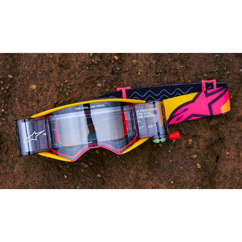Lunettes de motocross Alpinestars Supertech Stream gris-multicolore avec lentille argentée réfléchissante