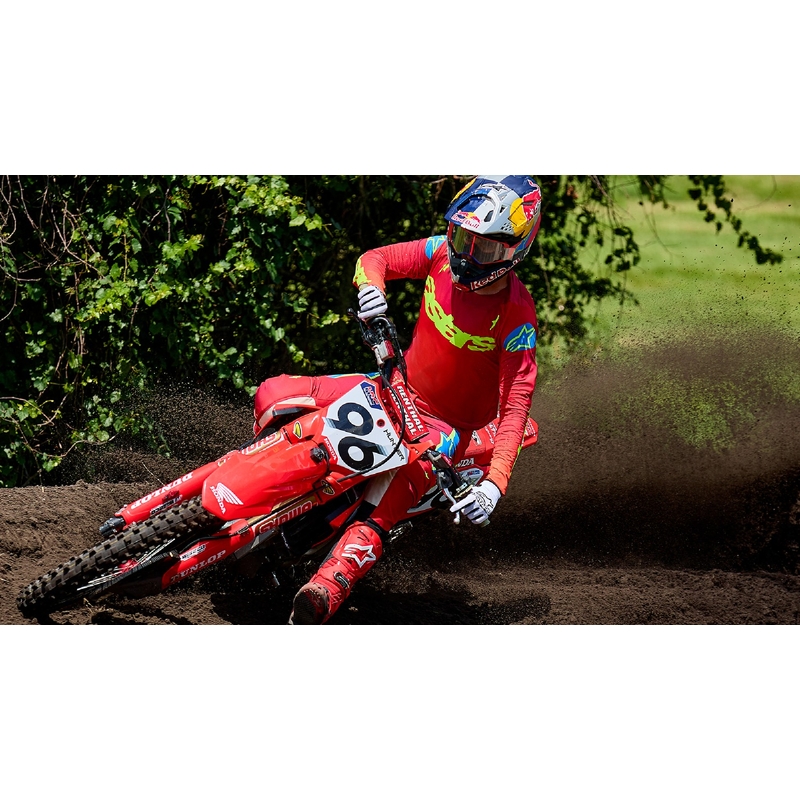 Lunettes de motocross Alpinestars Supertech Stream gris-multicolore avec lentille argentée réfléchissante