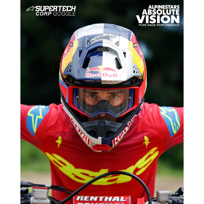 Lunettes de motocross Alpinestars Supertech Stream gris-multicolore avec lentille argentée réfléchissante