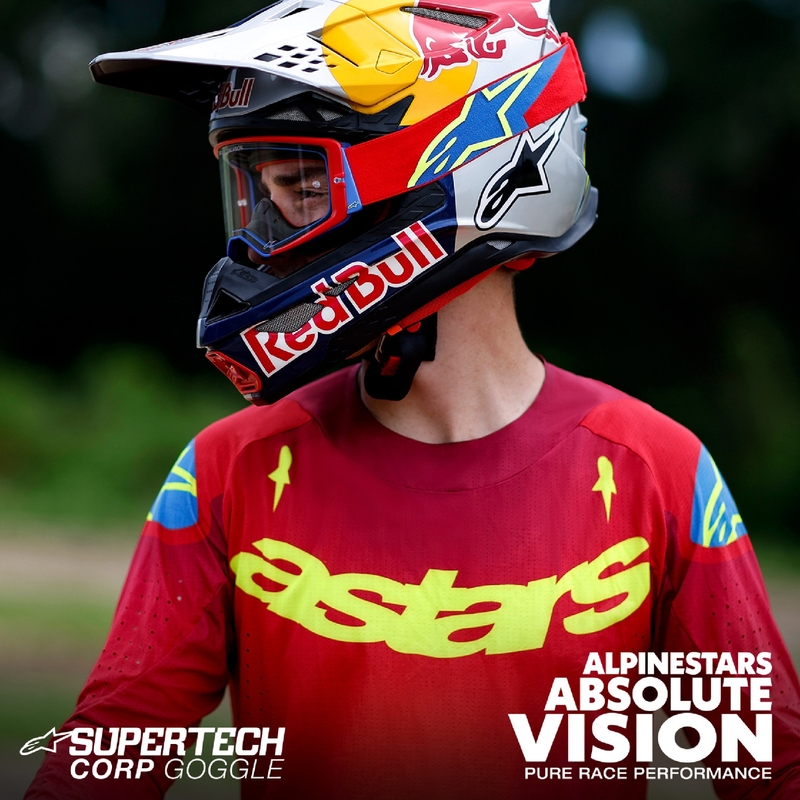 Lunettes de motocross Alpinestars Supertech Stream gris-multicolore avec lentille argentée réfléchissante