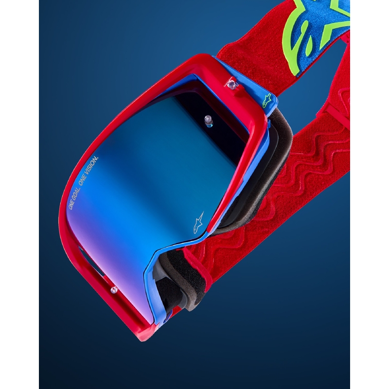 Lunettes de motocross Alpinestars Supertech Stream gris-multicolore avec lentille argentée réfléchissante
