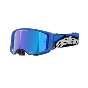 Lunettes de motocross Alpinestars Supertech Stream bleu avec lentille bleue réfléchissante