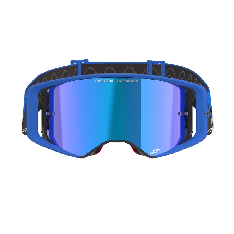 Lunettes de motocross Alpinestars Supertech Stream bleu avec lentille bleue réfléchissante