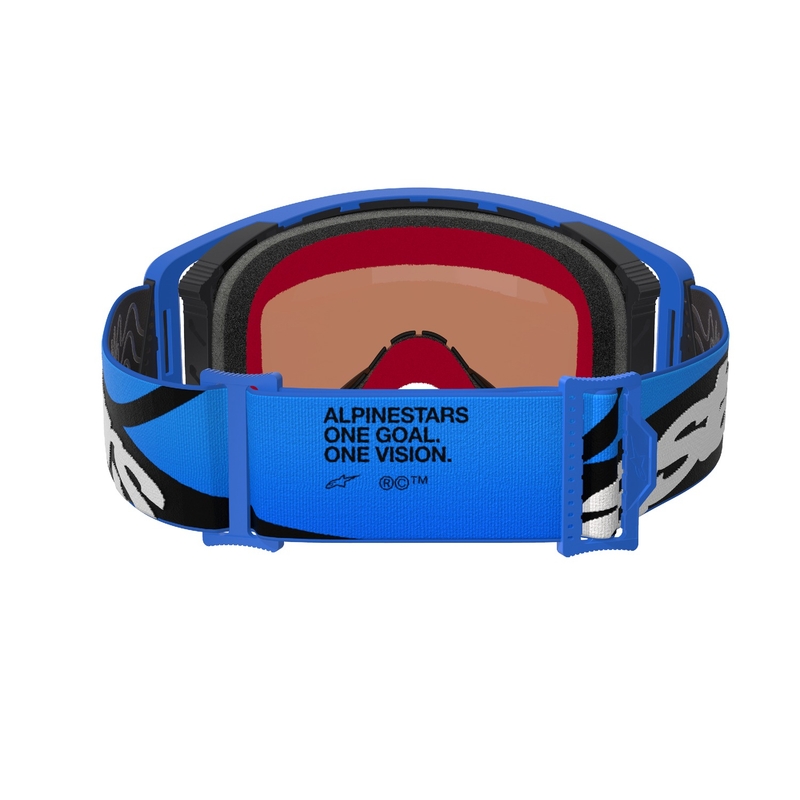 Lunettes de motocross Alpinestars Supertech Stream bleu avec lentille bleue réfléchissante