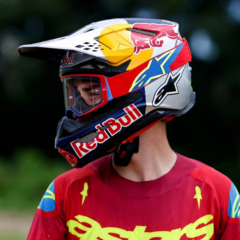 Lunettes de motocross Alpinestars Supertech Stream bleu avec lentille bleue réfléchissante