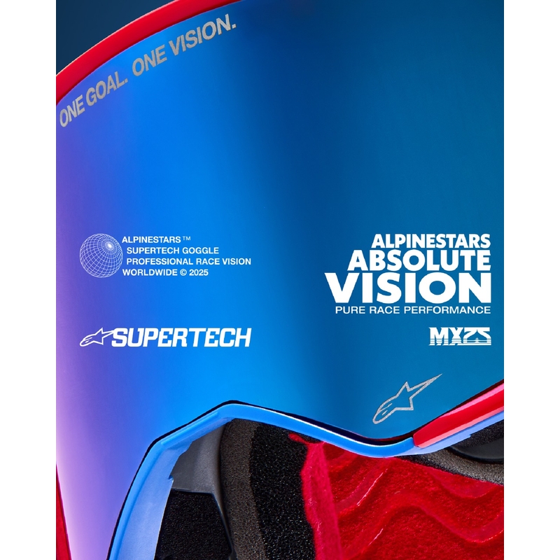 Lunettes de motocross Alpinestars Supertech Stream bleu avec lentille bleue réfléchissante