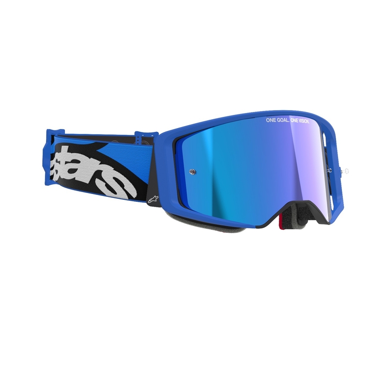 Lunettes de motocross Alpinestars Supertech Stream bleu avec lentille bleue réfléchissante