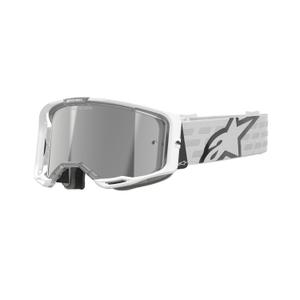 Lunettes de motocross Alpinestars Vision 8 Corp blanches avec lentilles argentées miroitées