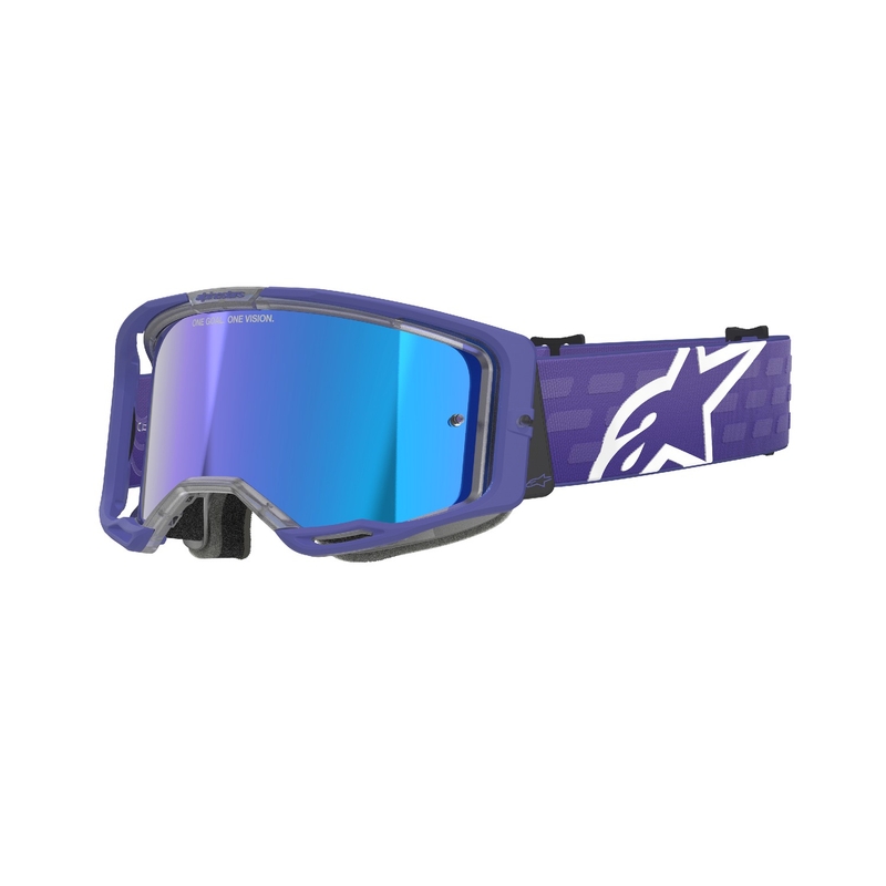 Lunettes de motocross Alpinestars Vision 8 Corp violet avec lentille bleue réfléchissante