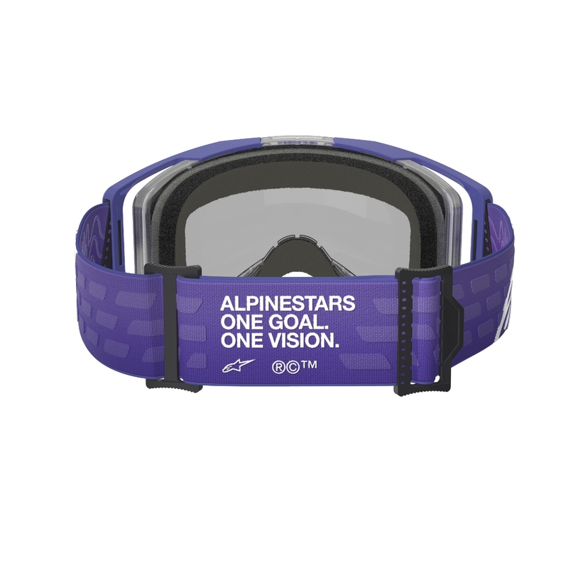 Lunettes de motocross Alpinestars Vision 8 Corp violet avec lentille bleue réfléchissante