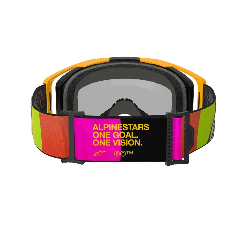 Lunettes de motocross Alpinestars Vision 8 Corp jaune-rose avec lentille rouge réfléchissante