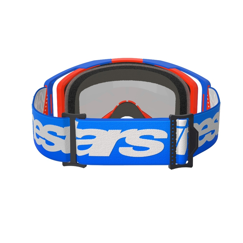 Lunettes de motocross Alpinestars Vision 8 Wordmark bleu-orange avec lentille rouge réfléchissante