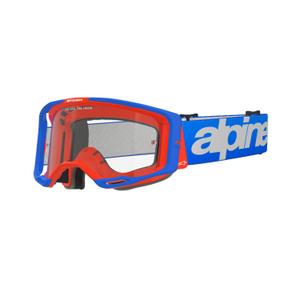 Lunettes de motocross Alpinestars Vision 8 Wordmark bleu-orange avec lentille transparente