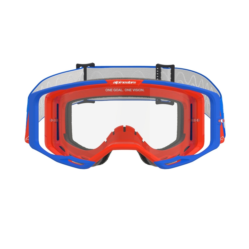 Lunettes de motocross Alpinestars Vision 8 Wordmark bleu-orange avec lentille transparente