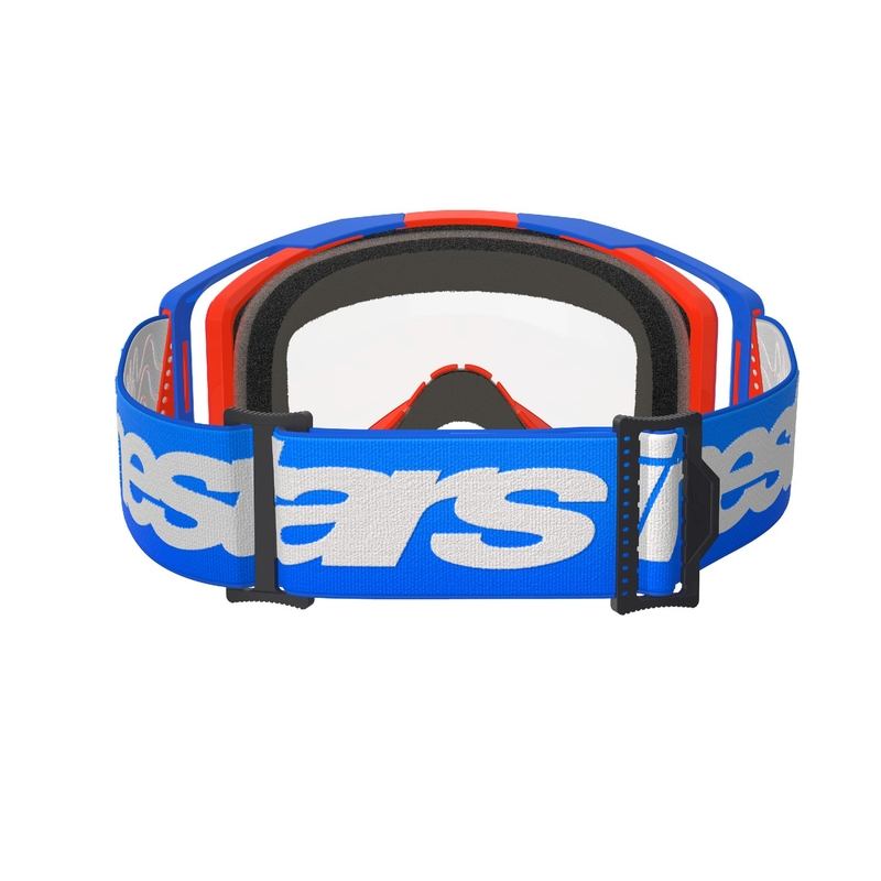 Lunettes de motocross Alpinestars Vision 8 Wordmark bleu-orange avec lentille transparente