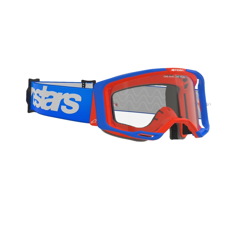 Lunettes de motocross Alpinestars Vision 8 Wordmark bleu-orange avec lentille transparente
